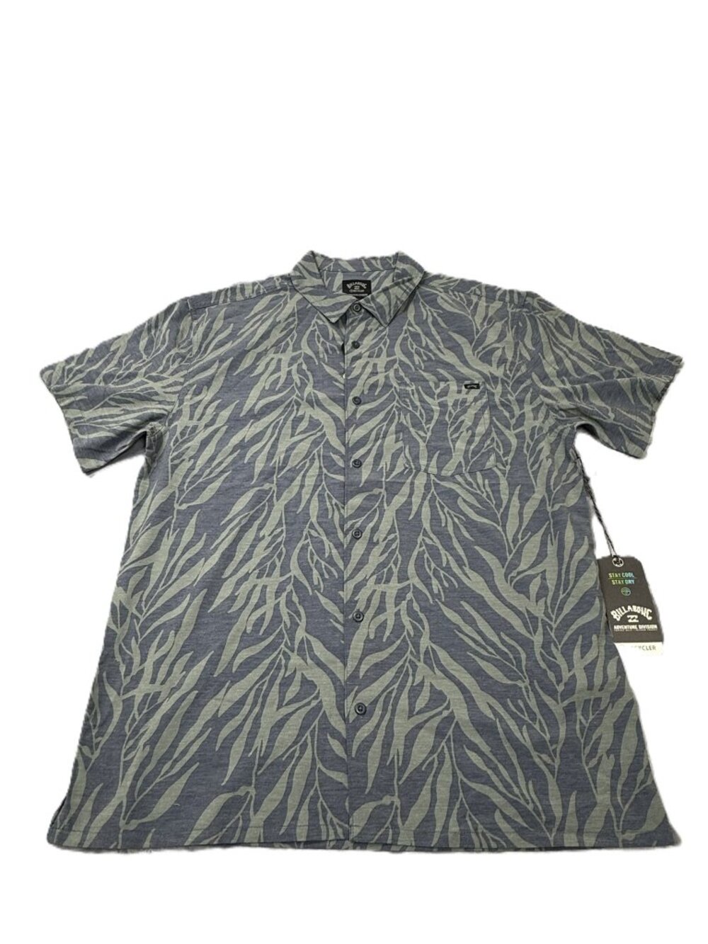 Billabong Mens Surftrek SS Short Sleeve Button Up Shirt Green Gray Size Medium